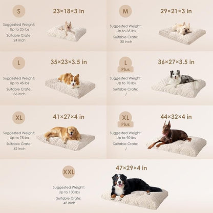 EHEYCIGA XXL Washable Dog Bed for Crate 47x29 Inch, Kennel Pad for Extra Large Dogs Up to 100 lbs, Plush and Comfy Pet Sleeping Mat, Beige
