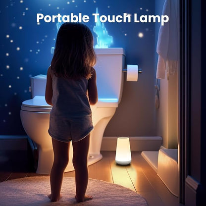 THAUSDAS Night Light, Dimmable Touch Lamp for Bedroom, Portable Table Bedside Lamp, 5 Brightness 13 RGB Colors, Night Lights for Baby Nursery Bathroom