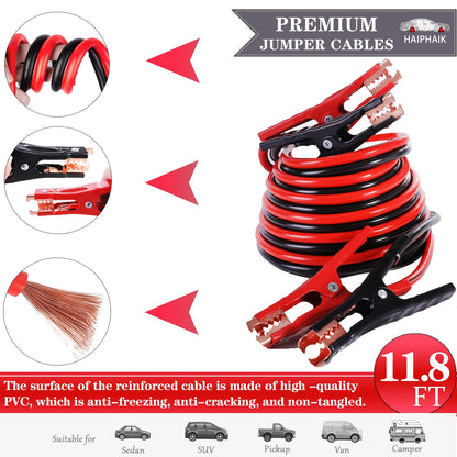 HAIPHAIK Emergency Roadside Kit for Car,Emergency Kits for Vehicles,Safety Kits for Cars, Car Jumper Cables Kit(11.8 Foot Upgrade) 124 Pcs,Tow Strap, Folding Survival Shovel,Car Tool Kit