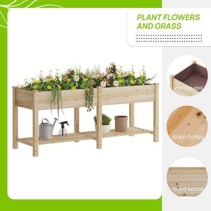 72x24x30.7 Wooden Planter Box with Storage Shelf Raised Garden Bed with Legs Elevated Wood Planter Box for Vegetables Flowers Herbs Garden Planter for Backyard Patio Balcony (Natural, Large)