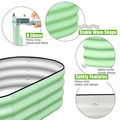 SnugNiture Galvanized Raised Garden Bed Outdoor, 2 Pcs 4x2x1ft Oval Metal Planter Box for Planting Plants Vegetables, Green