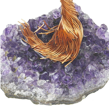 Natural Crystal Tree with Amethyst Cluster Base Tree of Life Home Decor for Shelf Bedroom Birthday Gifts Sister Gift Cute Home Office Decor Purple Crystal Crafts Housewarming Present
