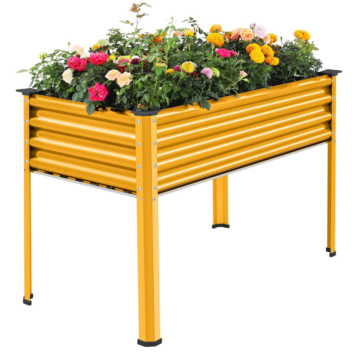 Land Guard Galvanized Raised Garden Bed with Legs, Galvanized Planter Raised Garden Boxes Outdoor(Yellow)