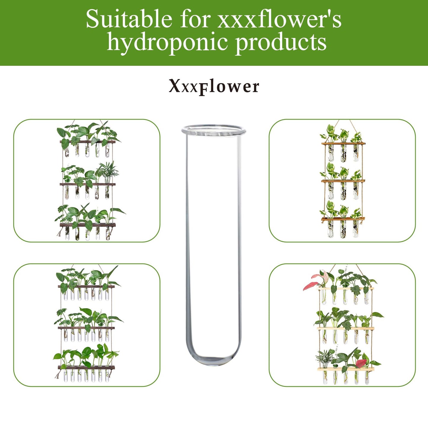 XXXFLOWER Glass Propagation Stations Accessories Glass Test Tubes Tiers Planters Wall Terrarium for Home Office Plant Hanger Flower Vases Wall Decor Hydroponic Cuttings (4 Tube Vases) Clear