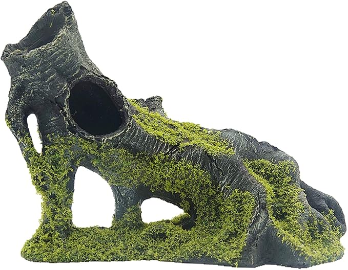 Aquarium Artificial Tree Hole Resin Aquarium Ornament, Resin Tree Stump Branch for Reptile Habitat Decoration, Tree Trunk Fish Tank Decoration Aquarium Hideaway Rock Cave House Hide Hut