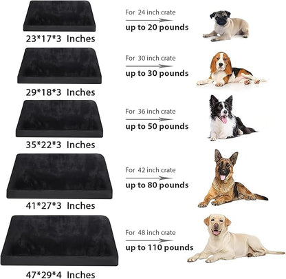 Dog Crate Bed Waterproof Deluxe Plush Dog Beds with Removable Washable Cover Anti-Slip Bottom Pet Sleeping Mattress for Large, Medium, Jumbo, Small Dogs, 35 x 22 inch, Black