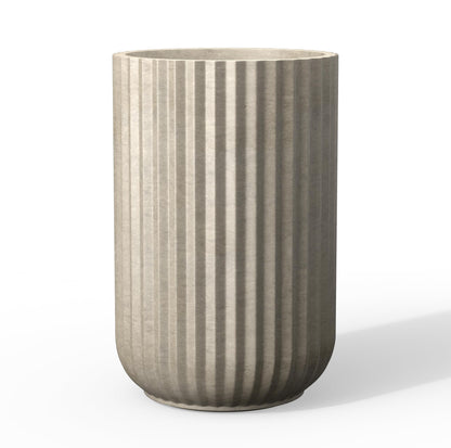 Kante Tall Fulted Planter, 21.7 Inch Tall Round Concrete Plant Pots with Drainage Hole and Rubber Plug, Modern Decor for Indoor Outdoor Plants, Flower, Weathered Concrete