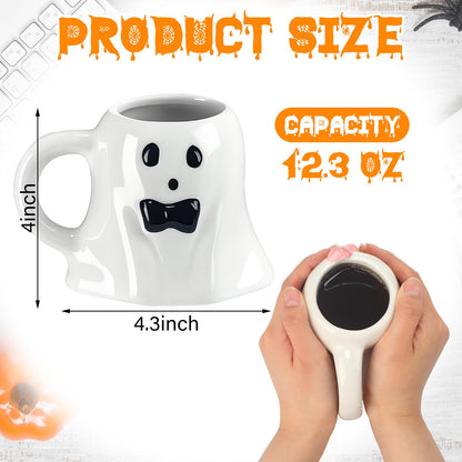 Baderke 2 Pcs 12 oz Halloween Ghost Mugs Spooky Mr and Mrs Coffee Cups Boo Ceramic Gifts for Couple Him Her Bachelorette Wedding Party Favors