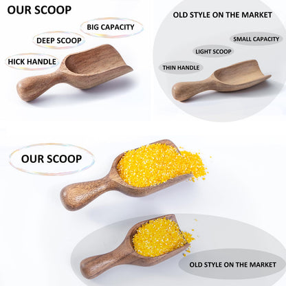 Wooden Scoops for Canisters 3PCS Small Wooden Scoop Acacia Wood Scoops for Jars Mini Coffee Scoops for Canisters for Ground Coffee Scoop for Seasoning Bath Salt Laundry Shovel-Multipurpose