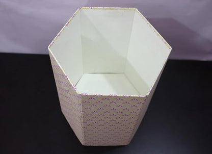 3.3 Gallon Cotton Hand Block Printed Paper Waste Basket |Small Decorative Trash Can for Housewarming Gifts in Living Room, Bedroom, Bathroom | Eco-Friendly, Plastic-Free (1, Small Yellow Pink)