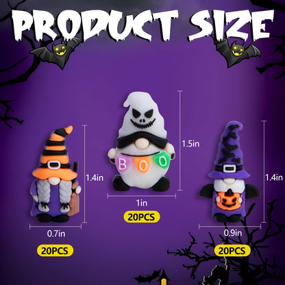 Watayo 60 Pcs Halloween Mini Gnome Figurines, Halloween Decoration Miniature Gnomes Ornaments, Pumpkin Ghost Gnomes Tiny Figurines Ornaments for Party Gifts Home Table Garden Landscape Decor