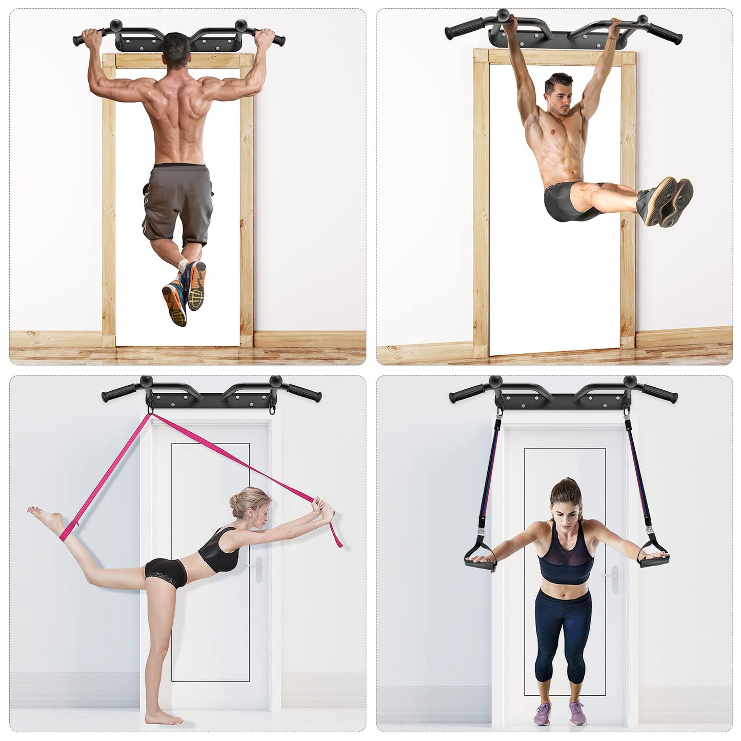 Kipika Heavy Duty Wall Mounted Pull Up Bar, Ball Finger Grip Training, 1 3/10" Durable Steel Tubing, 5 Hand Grip, 38" Wide, 6" Wall to Bar Spacing, More Stable 6 Hole