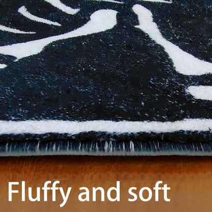 Zoeeya Skull Cat Bath Mat - Gothic Bathroom Decor - Soft Water Absorbent Halloween Bathmat for Shower,Entryway,Front Door,Spooky Skeleton Rug