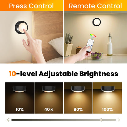 Ahuledlight LED Puck Lights with Remote Control, 16 Color Changing Wireless Under Cabinet Lighting with Dimmer & Timer, AAA Battery Operated,Under for Closet Bedroom Kitchen, Stair (12 Pack Black)