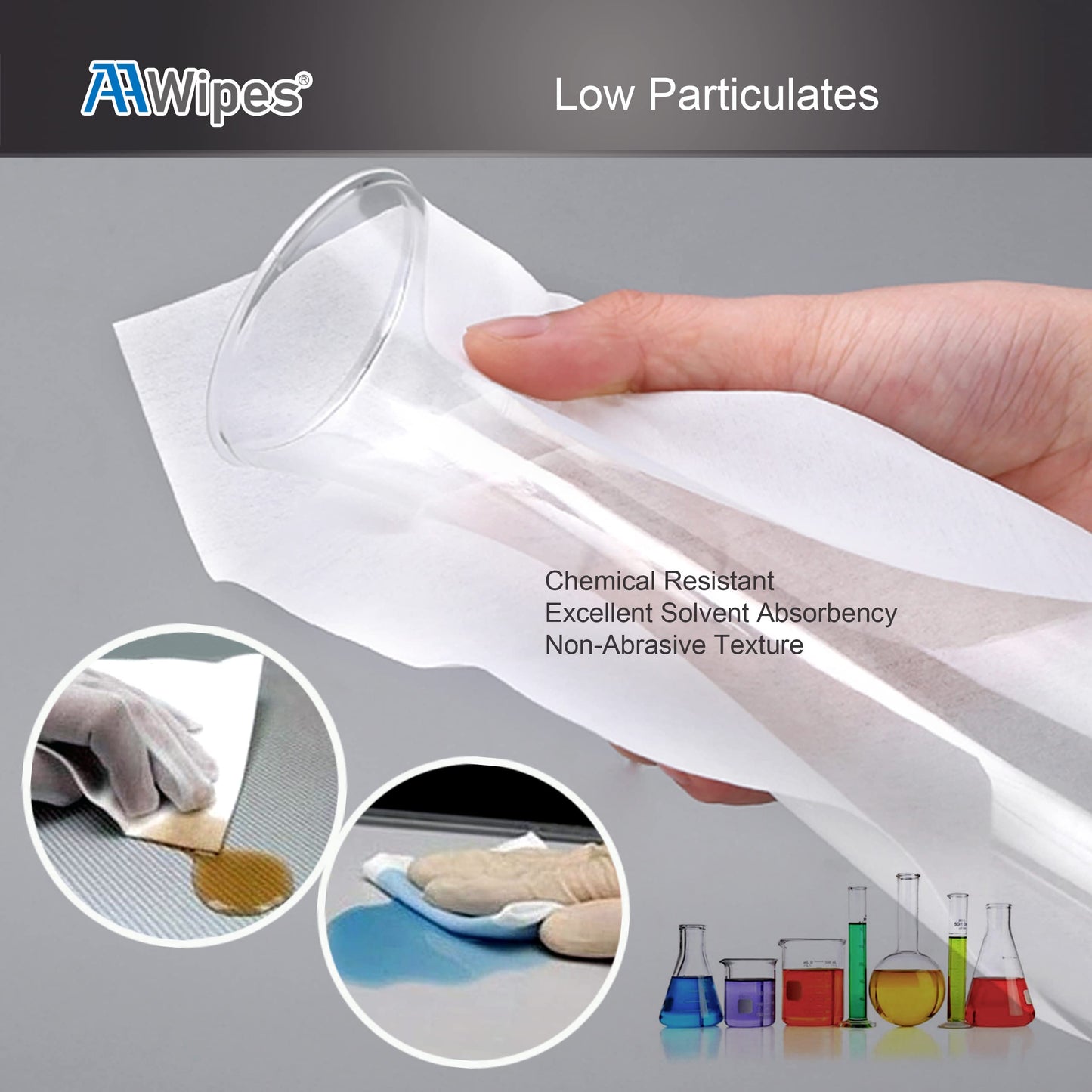 AAwipes Cleanroom Wipes 6" x 6" (Bag of 300 Pcs, Grade A, 68 GSM) Lint Free Wipes Cellulose/Polyester Wipers for Lab, Electronics, Pharmaceutics, Electronics, Printing, Semiconductor etc. (NW06806)