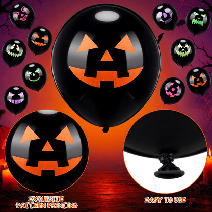 Kasyat 50 Pcs Halloween Neon Glow Ghost Balloons 12 Inches Black Light Reactive Fluorescent Latex Balloons Fluorescent for Halloween Funny Party Decoration