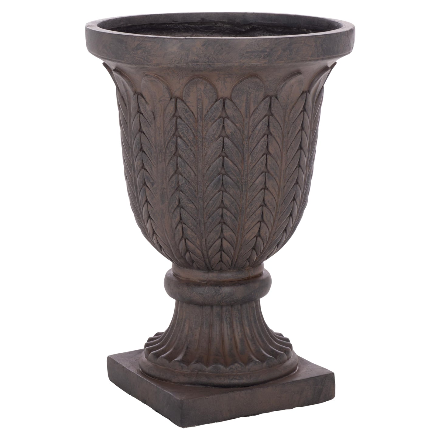 SAFAVIEH Outdoor Patio Furniture Collection - Apollo Brown Planter Pot, Magnesium Oxide, Pedestal Urn Style (PAT5046B)