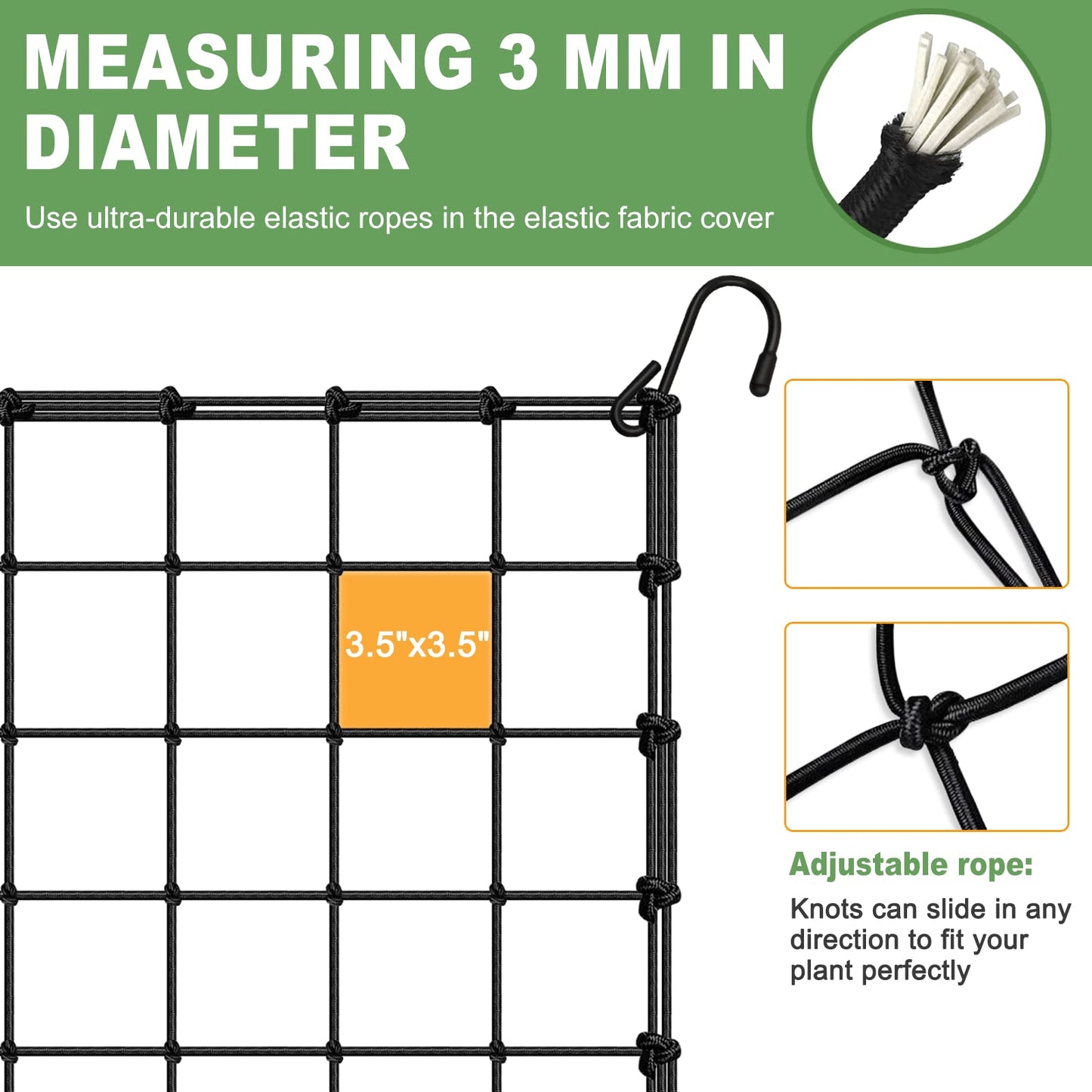 BSTPCOO 2x4 Trellis Net for Grow Tent, Stretchy Scrog Net Heavy Duty Trellis Netting with Hooks for Climbing Plants Outdoor Indoor Plant Growing Tents, Cucumber Trellis Netting Support for Garden