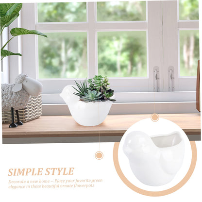 BESPORTBLE Creative Bird Modeling Ceramic Flower Pot for Succulent Plants Cute Animal Design for Indoor Garden Decor Small Decorative Planter Drainage Hole