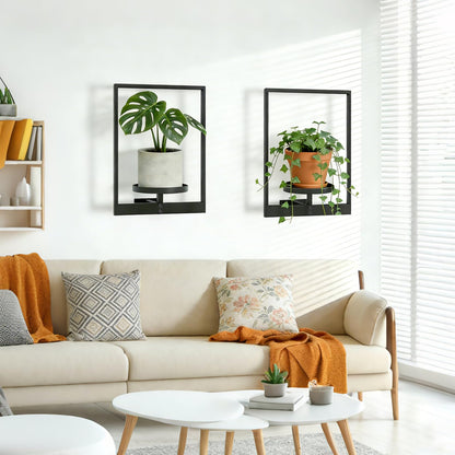 mekpiwu 3 Pack Picture Frame Wall Planters, Hanging Plant Shelves for Indoor Plants, Decorative Plant Stand & Hanger for Living Room, Window, Entryway & Outdoor Use, Black