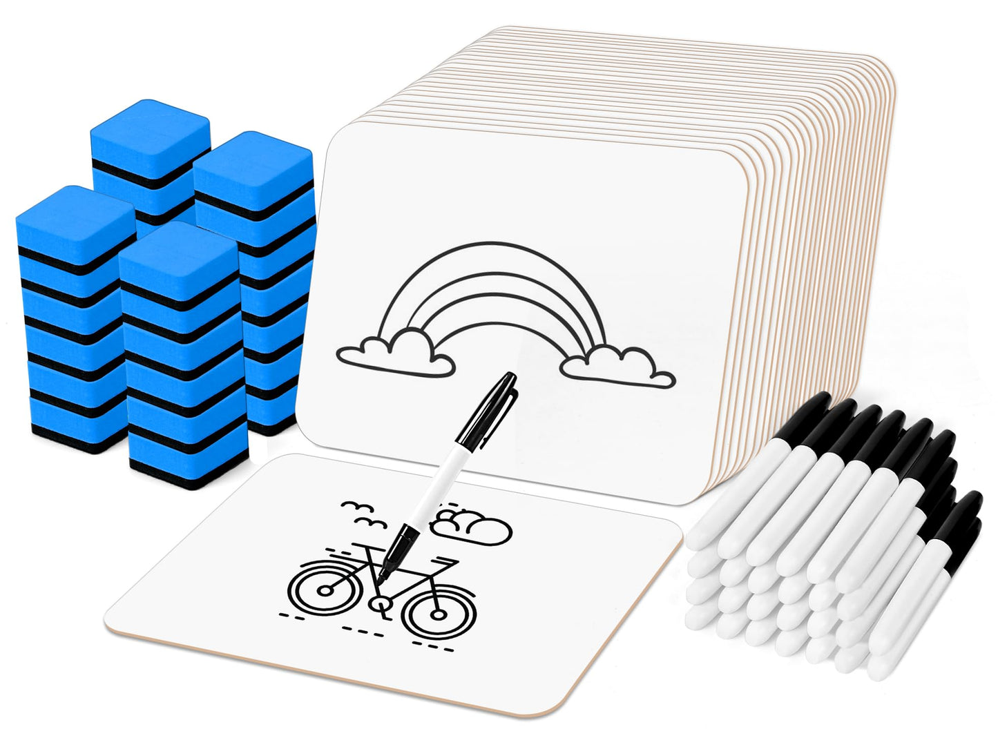 Dry Erase LapBoards, PANDRI 26 Pack Double Sided 12.5 x 9 Inch Whiteboards with 26 Erasers and 26 Markers, Dry Erase Boards for Students Classroom Teacher Supplies