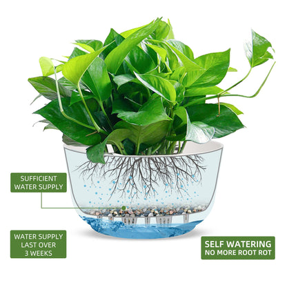 Dexceder 11.2 Inch Self Watering Hanging Planters Indoor Outdoor, Thickened Hanging Basket Flower Plant Pot (2 Pack, White)