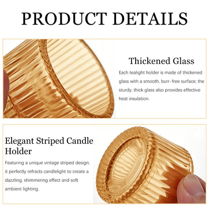 Gold Glass Votive Candle Holders 12 Pack, Small Glass Cups for Tea Lights, Wedding Centerpieces, Table Decorations, Home Decor, Party Favors, Bulk Set of 12