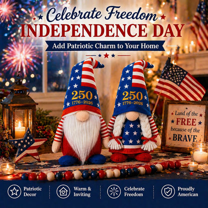 LEKSON 4th of July Decorations Patriotic Gnomes, 250 Anniversary USA Merchandise, Red White and Blue Independence Day Home Table Decor, 1776-2026 Indoor American Gnome Set of 2