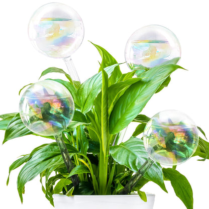 Pynqdfu 4 Pcs Plant Watering Globes,Rainbow Gradient Glass Watering Devices,Self Watering Planter Insert Plant Accessories for Indoor,Outdoor,Flowerpot,Hanging Plants,Home Garden,8.7" L×2.8" D