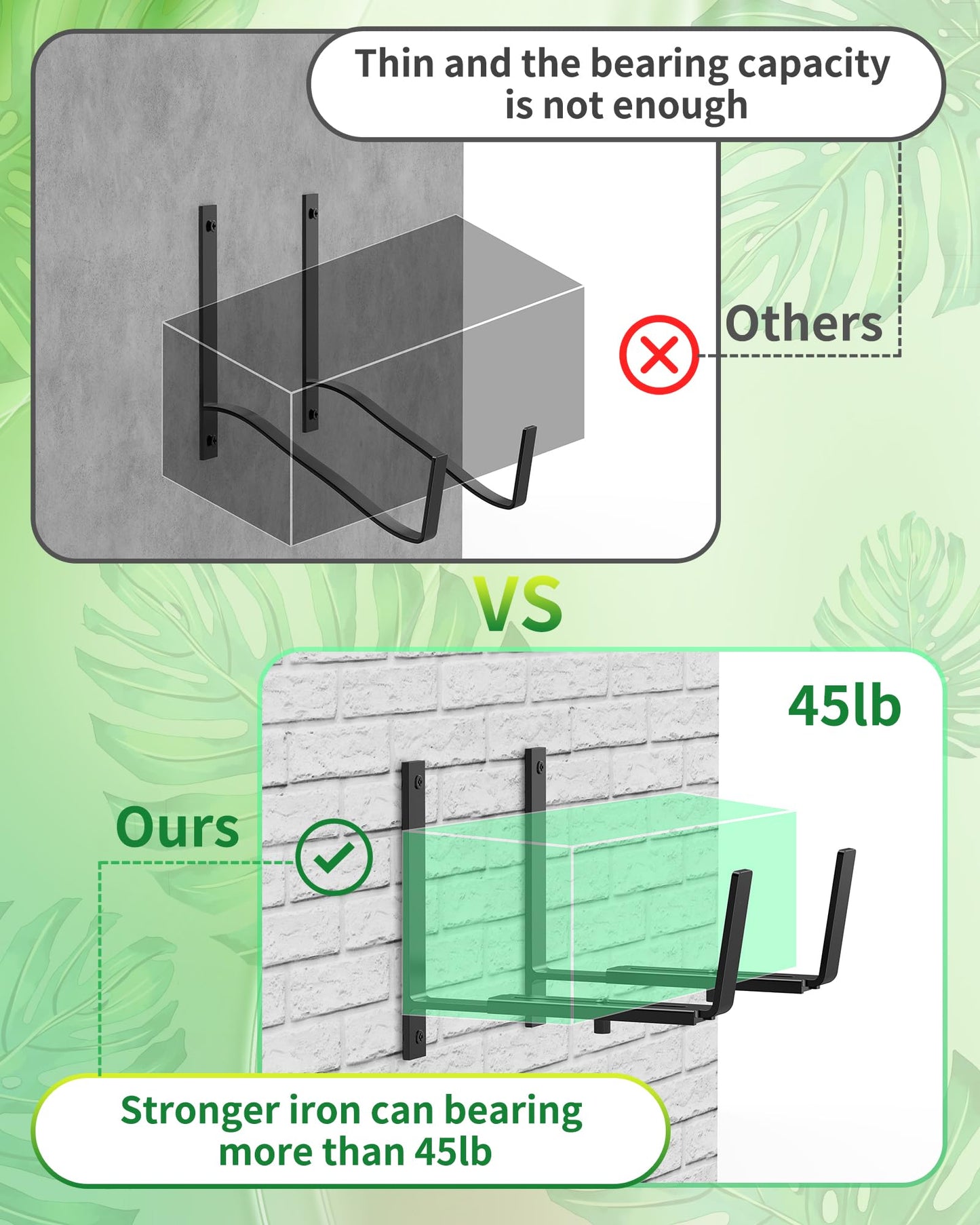 Y&M 4 PCS Adjustable Window Box Brackets for Planter Box, Heavy Duty Wall Mounted Hooks Hangers for Flower Baskets Holder Durable, Hanging Brackets for Fence Patio Garden Balcony
