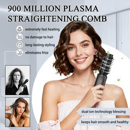 Cordless Hair Curling Iron Brush, Travel Curl Brush, 3-in-1 Portable Curling Iron Cordless, Plasma Thermal Hair Brush, 7000mAh USB Rechargeable Curlings Wand, Mini Hot Curlings Brush-Blush Pink