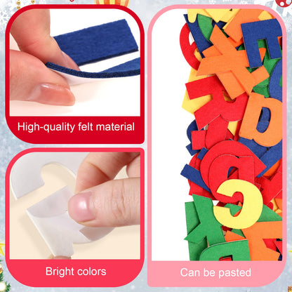 Breling 310 Pieces Felt Letter Bulletin Board Letters Sticker with Number 2" Bulk Self Adhesive ABC Upper Lowercase Sticky Letter for Xmas Gift Bulletin Board Classroom(Rainbow Color)