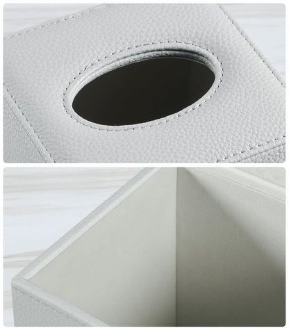 JLAMBOM PU Leather Tissue Box Cover Square Tissue Box Holder with Magnetic Closure, Decorative Tissue Holder for Bathroom Bedroom Office (Grey)