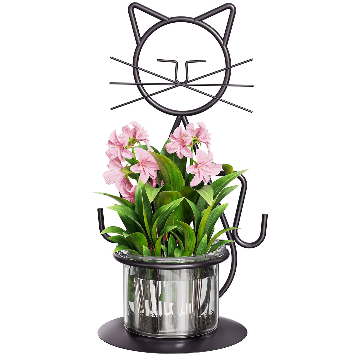 Marbrasse Plant Propagation Station, Cat Plant Terrarium with Metal Stand, Glass Planter Hydroponic Vase Birthday Gifts for Women Home Office Garden Decor Terrarium Supplies