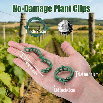 SZUAH 300 Pcs Tomato Clips for Climbing Plants & Garden Clips | All-Season Durable Reusable Plant Supports for Cucumbers, Grapes and Vegetables (Green)