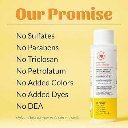 SKOUT'S HONOR Probiotic Cat Shampoo & Conditioner with Avocado Oil & Omega-3s, 97% Natural, Paraben & Sulfate-Free, Cruelty-Free, Defend Against Itch, Dryness, Irritation, 16oz, Honeysuckle
