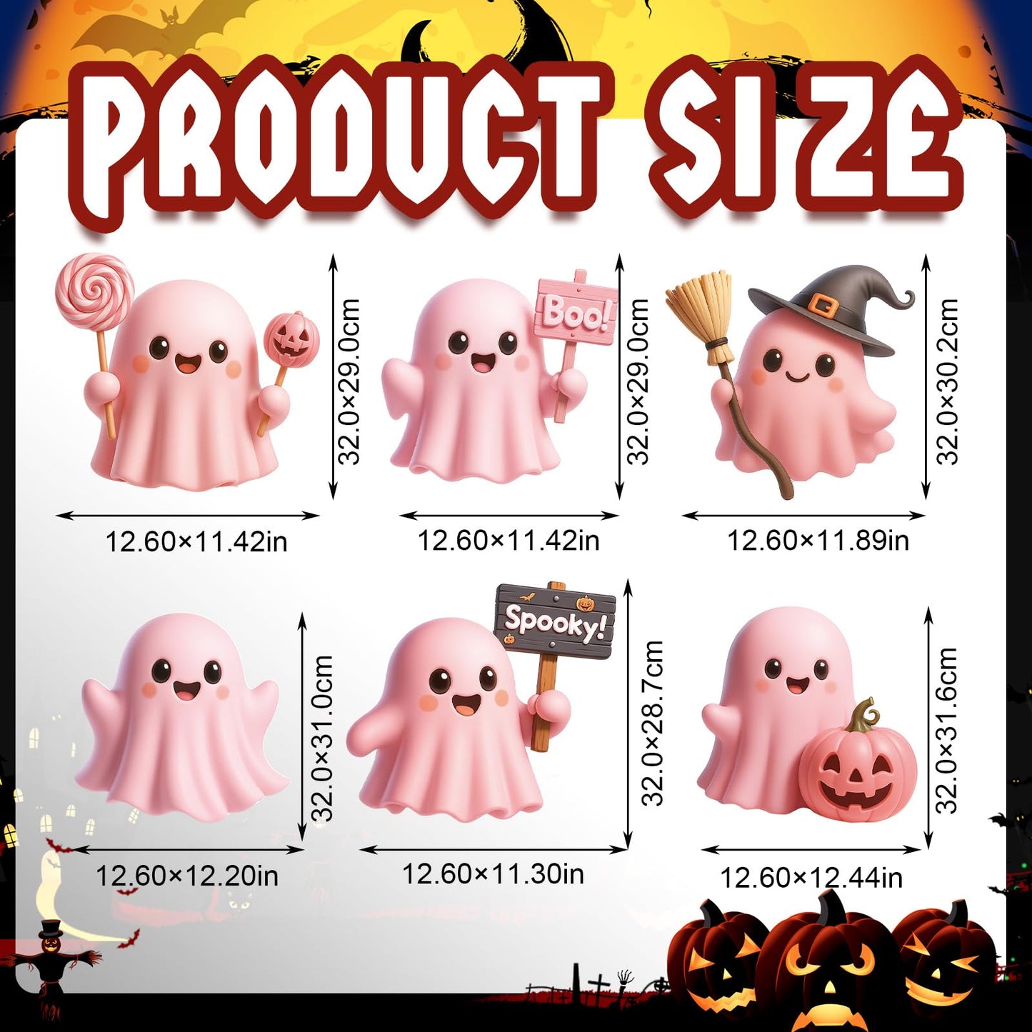 DoubleFill 6 Pcs Halloween Ghost Yard Signs Lawn Outdoor Decorations 3D Ghost Yard Stakes for Halloween Home Front Yard Garden Party Supplies (Pink)