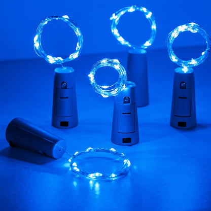 Aluan Wine Bottle Lights, 20 LED Copper Fairy Lights, Waterproof, Blue, Model BL00, 10 Pack for Indoor Decoration