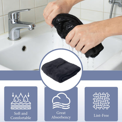 Hipruict Hanging Hand Towels with Loops, 4 Pcs Hand Towels for Kitchen, Absorbent and Soft Fiber for Quick Dry, Round Shape (Black)