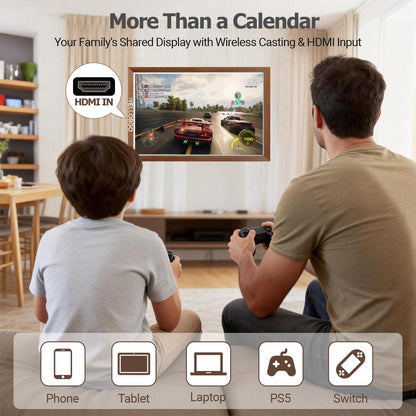 Wellorgo 24" Digital Calendar, Electronic Smart Calendar for wall, Family Daily Planner/Chores Chart for Kids, Touch Screen with Remote, Streaming Apps Available, Adjustable Wall Mount & Picture Frame