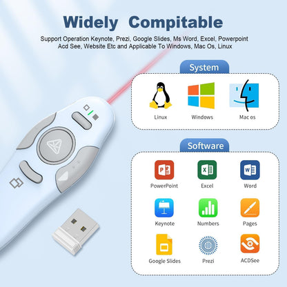 QUI Presentation Clicker Wireless Presenter Remote Clicker for PowerPoint Presentation Remote, PowerPoint Slide Advancer for Mac/Windows/Google Slide/Keynote, Blue, A