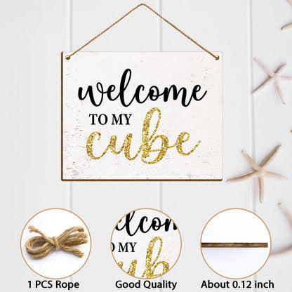 Welcome Cubicle Decor, 8 X 10 Inches Funny Office Space Decor Wall Hanging Wooden Signs for Wall Hanging Decor, Decorative Signs & Plaque -53