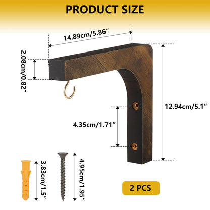 ARTiFiXPRO 2-Pack Wood Wall Hooks for Hanging Plants, Heavy-Duty Wooden Plant Hanger Bracket