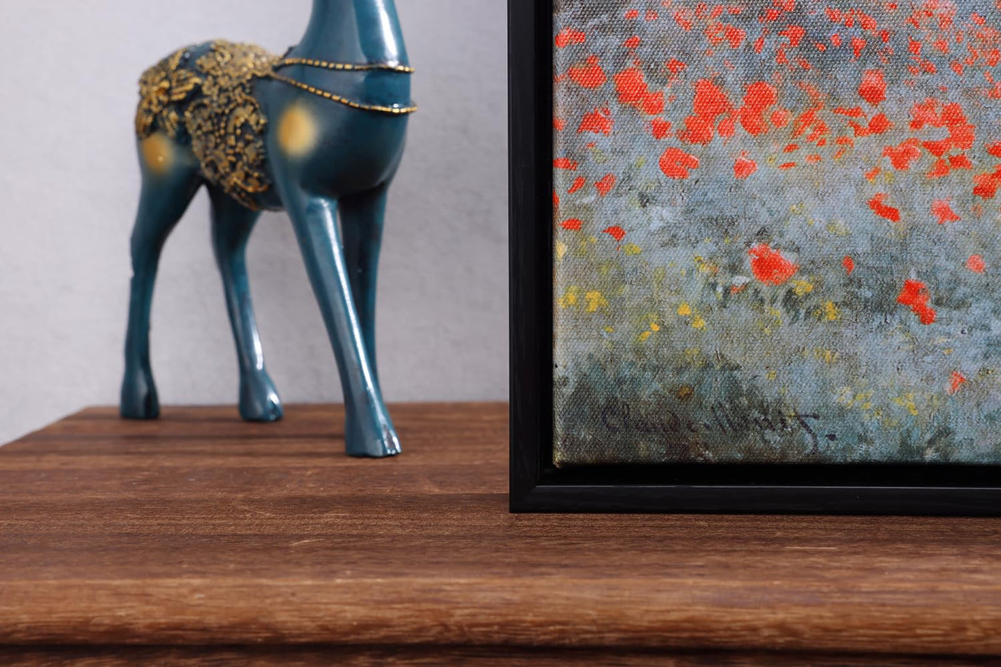 Wieco Art Framed Wall Art The Poppy Field Near Argenteuil Canvas Prints of Claude Monet Floral Oil Paintings Classic Flowers Landscape Pictures Artwork for Bedroom Home Decorations