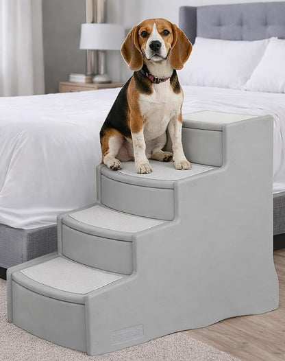 Pet Gear Pet Step IV Pet Stairs, Sea Salt | 4 Step, For Cats/Dogs, Removable Washable Carpet Treads, Supports 150 Pounds, No Tools Required