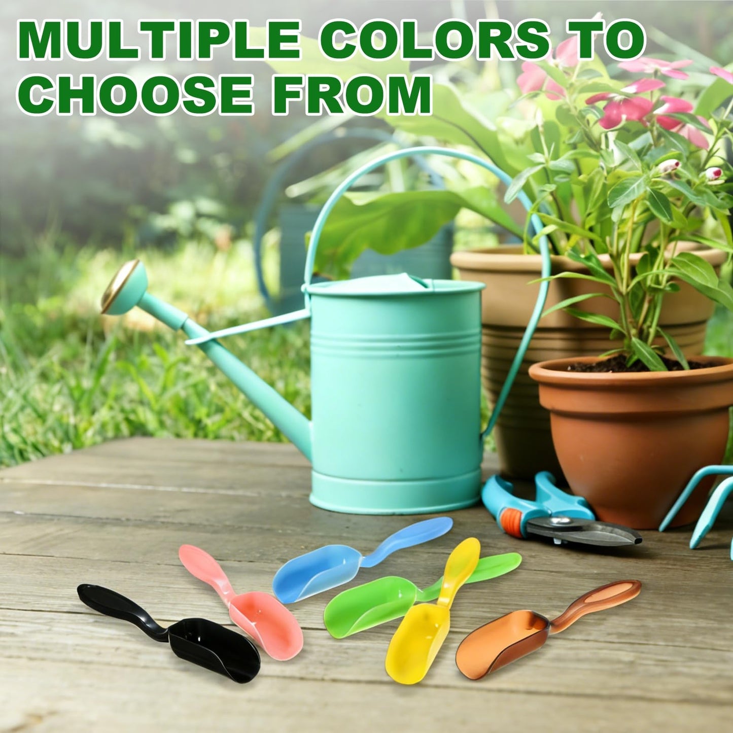 M METERXITY 10-Pack Mini Gardening Shovel Spoons, Plastic Garden Soil Scoops for Cultivation Digging Transplanting/Flower Planting/Plant Succulent, Colorful Small Gardening Tools [Green]