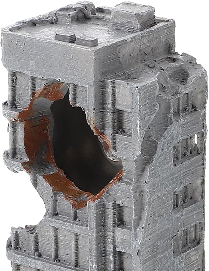 2pcs Aquarium Castle Decorations: Resin Urban Ruins - Fish Tank Rock Hideout - Antique City Building Ornament for Aquarium Backgrounds Fish Hideouts