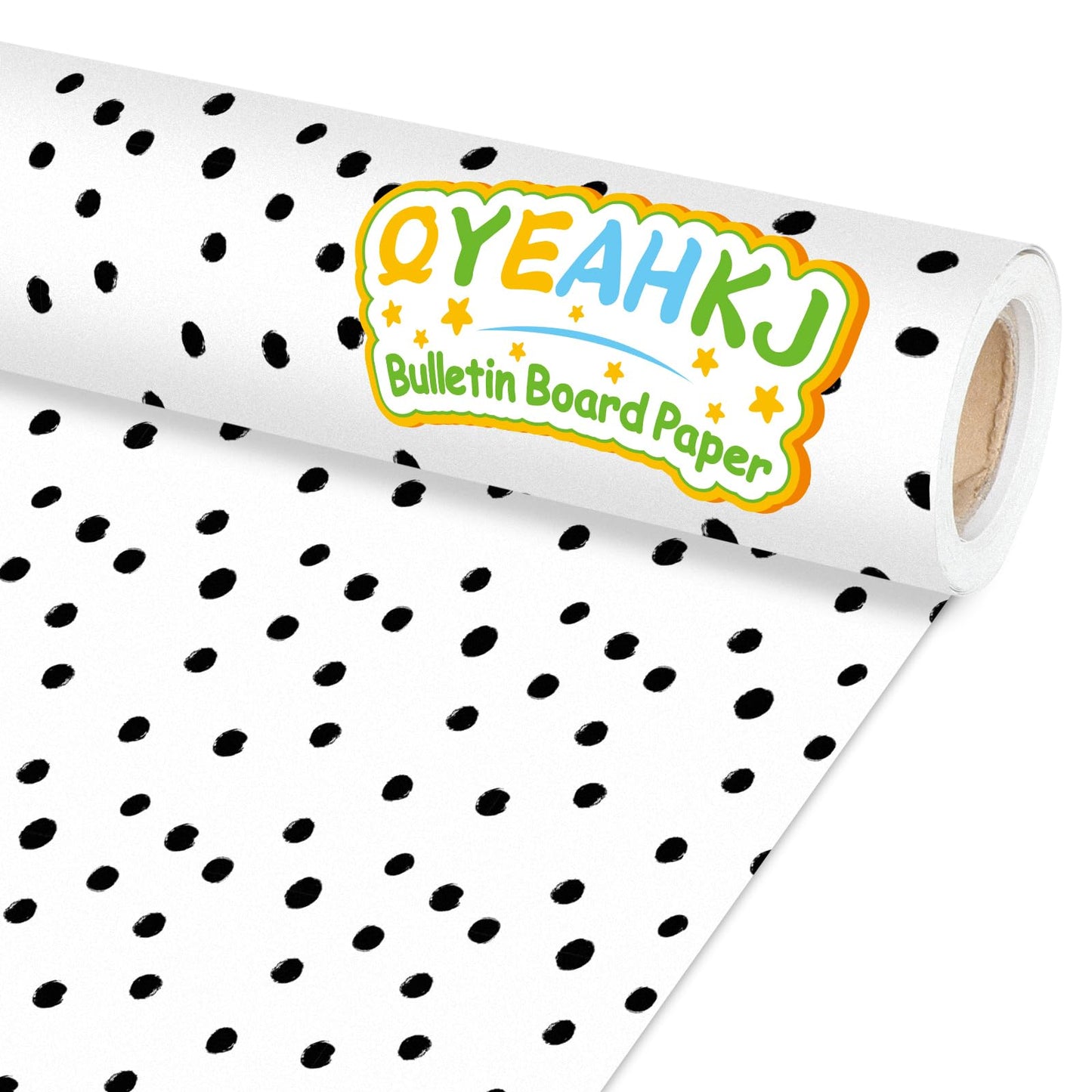 Qyeahkj Black Dot Bulletin Board Paper Roll Black Polka Dot Bulletin Board Background Paper Fade Resistant Classroom Decoration Poster Art Craft Home Wall Education Decor Supplies 17.7in x 20ft