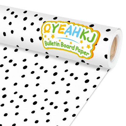 Qyeahkj Black Dot Bulletin Board Paper Roll Black Polka Dot Bulletin Board Background Paper Fade Resistant Classroom Decoration Poster Art Craft Home Wall Education Decor Supplies 17.7in x 20ft