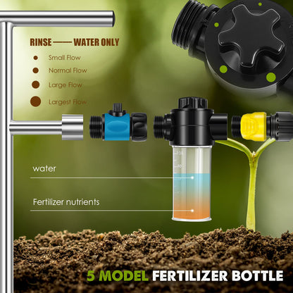 NEWTRY Deep Root Watering Tool, Root Feeder Waterer Irrigator Stainless Steel Tree Watering Spike with Fertilizer Bottle for Plants Trees Shrubs Bushes
